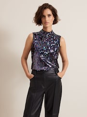 Phase Eight Purple Tasha Sequin Top - Image 1 of 7