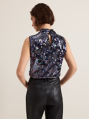 Phase Eight Purple Tasha Sequin Top - Image 2 of 7