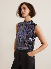 Phase Eight Purple Tasha Sequin Top - Image 4 of 7