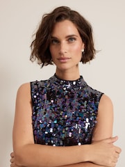 Phase Eight Purple Tasha Sequin Top - Image 5 of 7