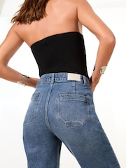 Lipsy Mid Wash Blue Crop Straight Leg Jeans - Image 3 of 5