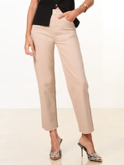 Lipsy Neutral Crop Straight Leg Jeans - Image 1 of 5