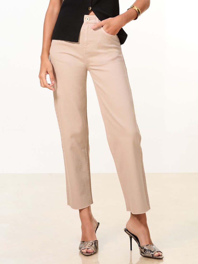 Lipsy Neutral Crop Straight Leg Jeans - Image 1 of 5