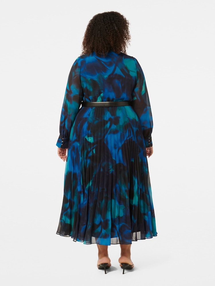 Forever New Blue Skyla Curve Pleated Midi Dress - Image 2 of 3 Forever New Blue Skyla Curve Pleated Midi Dress - Image 2 of 3