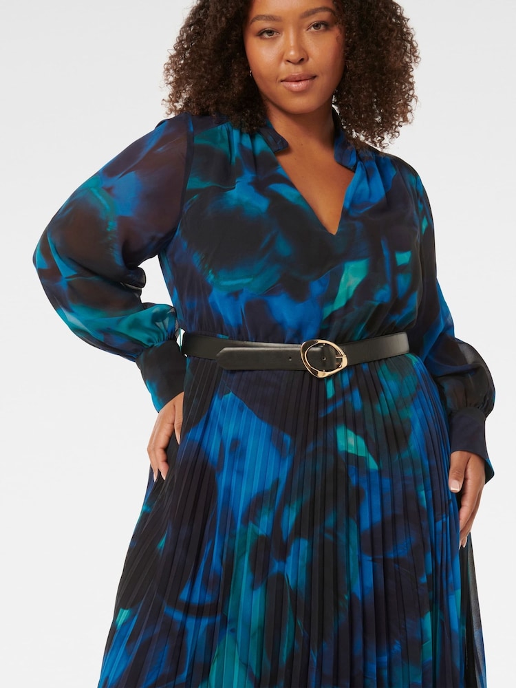 Forever New Blue Skyla Curve Pleated Midi Dress - Image 3 of 3 Forever New Blue Skyla Curve Pleated Midi Dress - Image 3 of 3