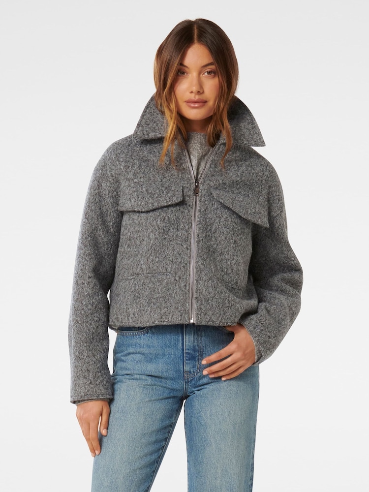 Forever New Grey Ellie Textured Jacket - Image 1 of 4