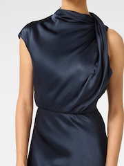 Forever New Blue Sienna Petite High Neck Satin Maxi Dress - Image 3 of 3