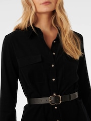 Forever New Black 100% Cotton Lucie Long Sleeves Corduroy Mini Dress - Image 3 of 4