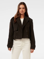 Forever New Brown Fifi Felled Cropped Trench Coat - Image 1 of 4