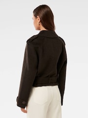 Forever New Brown Fifi Felled Cropped Trench Coat - Image 2 of 4