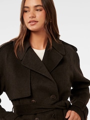 Forever New Brown Fifi Felled Cropped Trench Coat - Image 3 of 4