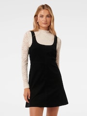 Forever New Black Camille 2-in-1 Corduroy Mini 100% Cotton Dress - Image 1 of 4