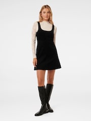 Forever New Black Camille 2-in-1 Corduroy Mini 100% Cotton Dress - Image 4 of 4