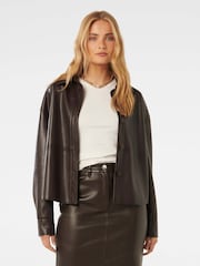 Forever New Brown Margot Vegan Leather Shacket - Image 1 of 4