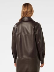 Forever New Brown Margot Vegan Leather Shacket - Image 2 of 4