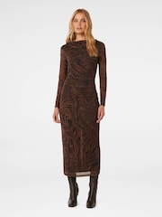 Forever New Brown Loretta Ruched Side Midi Dress - Image 1 of 3