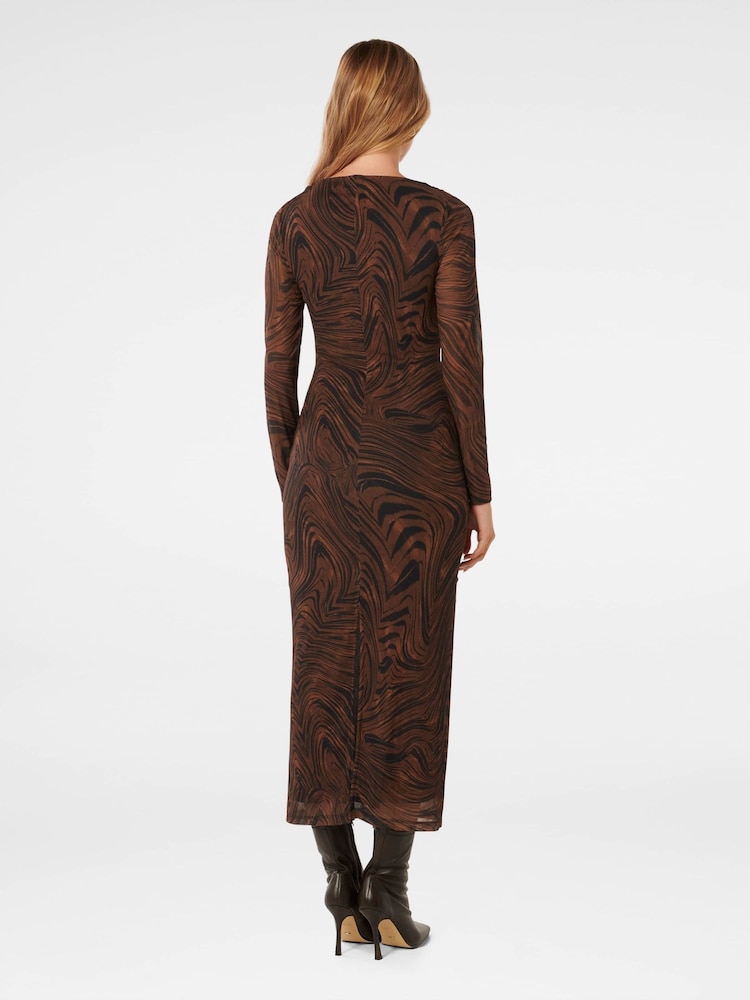 Forever New Brown Loretta Ruched Side Midi Dress - Image 2 of 3