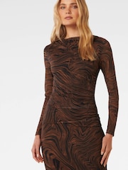 Forever New Brown Loretta Ruched Side Midi Dress - Image 3 of 3