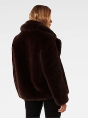 Forever New Brown Hunter Faux Fur Coat - Image 2 of 4