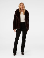 Forever New Brown Hunter Faux Fur Coat - Image 4 of 4