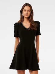Forever New Black Alessia Embellished Mini Dress - Image 1 of 4