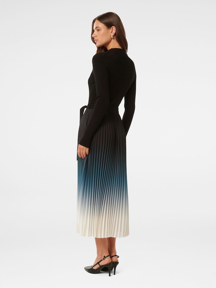 Forever New Black Harmony Ombre Pleated Midi Dress - Image 2 of 3 Forever New Black Harmony Ombre Pleated Midi Dress - Image 2 of 3