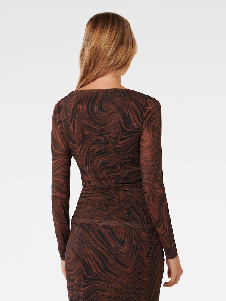 Forever New Zali langärmliges Mesh-Oberteil mit Rüschen - Bild 2 von 4
