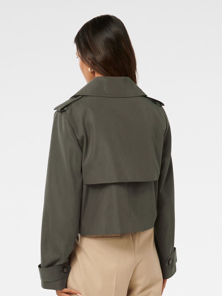 Forever New Green Ellie Petite Cropped Trench Coat - Image 2 of 4 Forever New Green Ellie Petite Cropped Trench Coat - Image 2 of 4