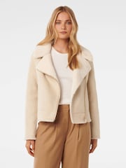 Forever New Cream Montana Faux Fur Aviator Style Jacket - Image 1 of 4