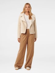 Forever New Cream Montana Faux Fur Aviator Style Jacket - Image 4 of 4