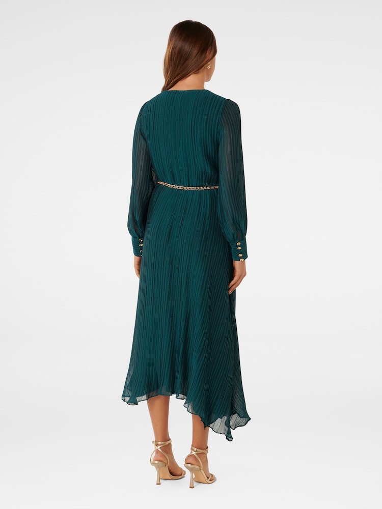 Forever New Green Genevieve Crinkle Midi Dress - Image 2 of 3