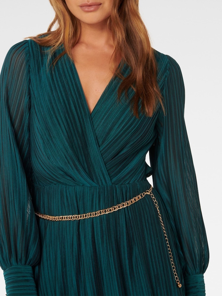 Forever New Green Genevieve Crinkle Midi Dress - Image 3 of 3