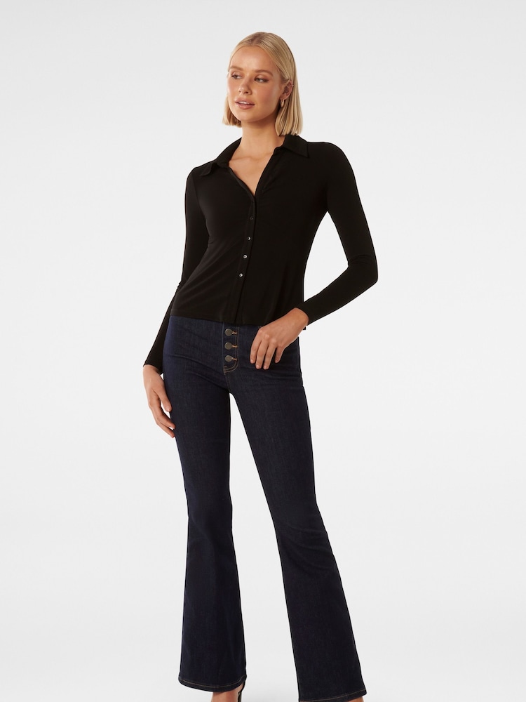 Forever New Black Terri Crepe Shirt - Image 4 of 4 Forever New Black Terri Crepe Shirt - Image 4 of 4