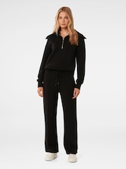 Forever New Black Tiana Loungewear Zip Front Sweatshirt - Image 1 of 4