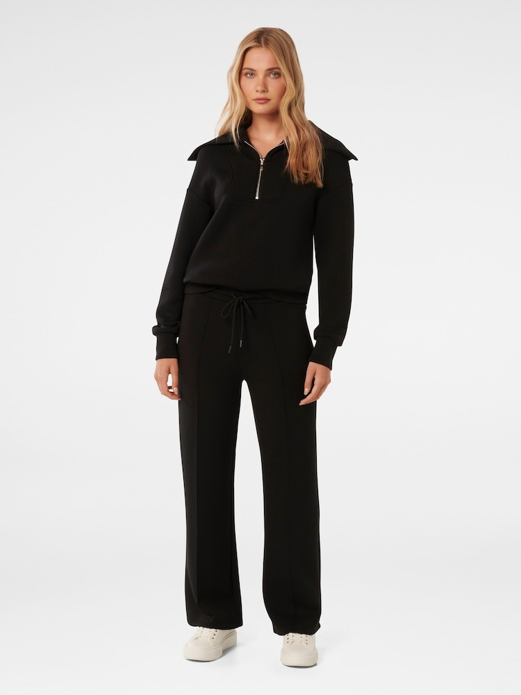 Forever New Black Tiana Loungewear Zip Front Sweatshirt - Image 1 of 4