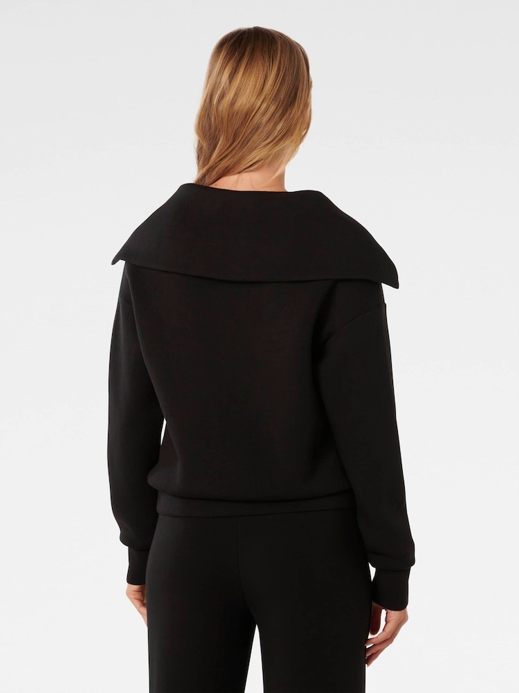 Forever New Black Tiana Loungewear Zip Front Sweatshirt - Image 2 of 4