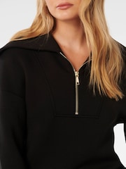 Forever New Black Tiana Loungewear Zip Front Sweatshirt - Image 4 of 4