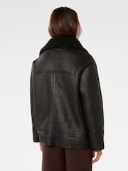 Forever New Black Randy Relaxed Borg Aviator Jacket - Image 2 of 4