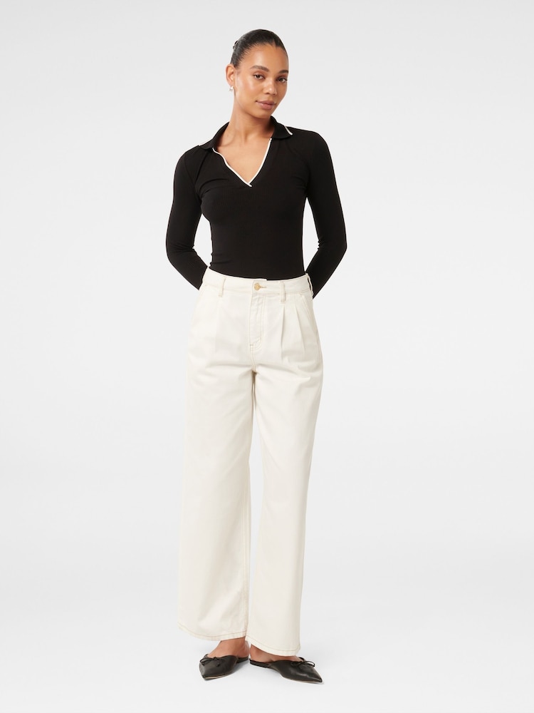 Forever New Black Reina Tipped Long Sleeves Polo Top - Image 4 of 4
