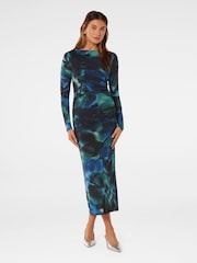Forever New Blue Loretta Ruched Jersey Midi Dress - Image 1 of 3