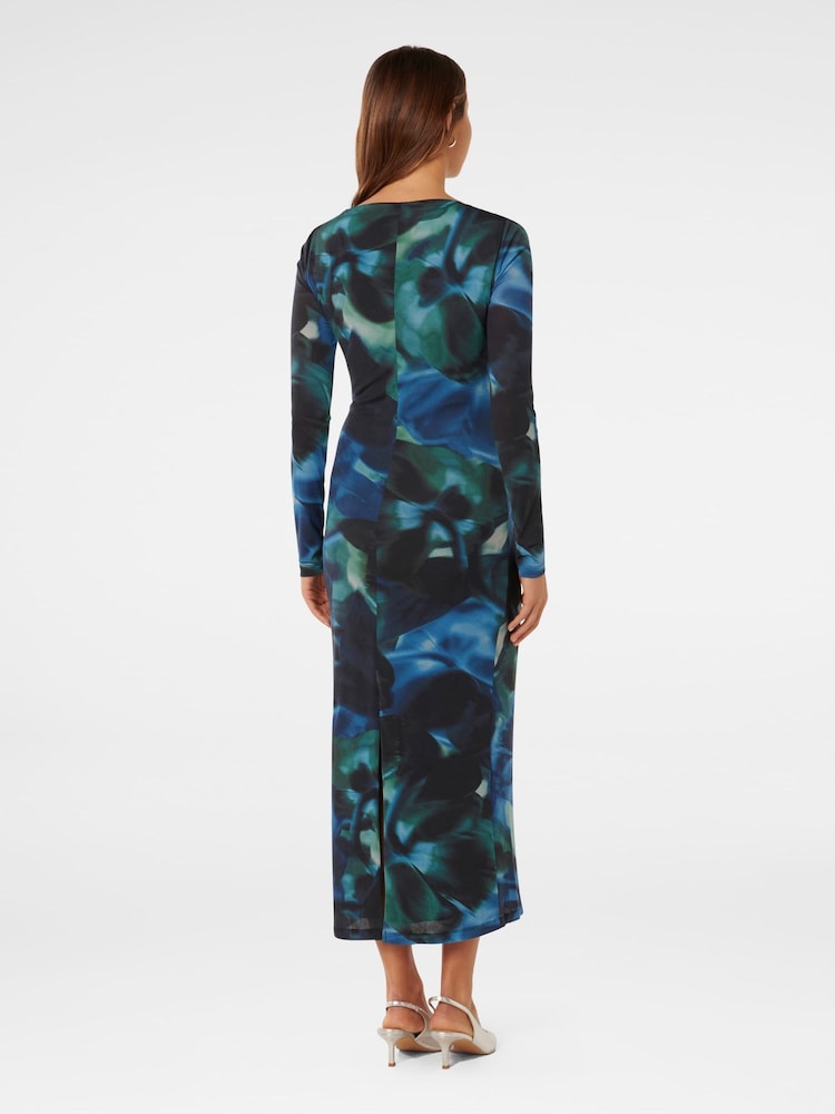 Forever New Blue Loretta Ruched Jersey Midi Dress - Image 2 of 3