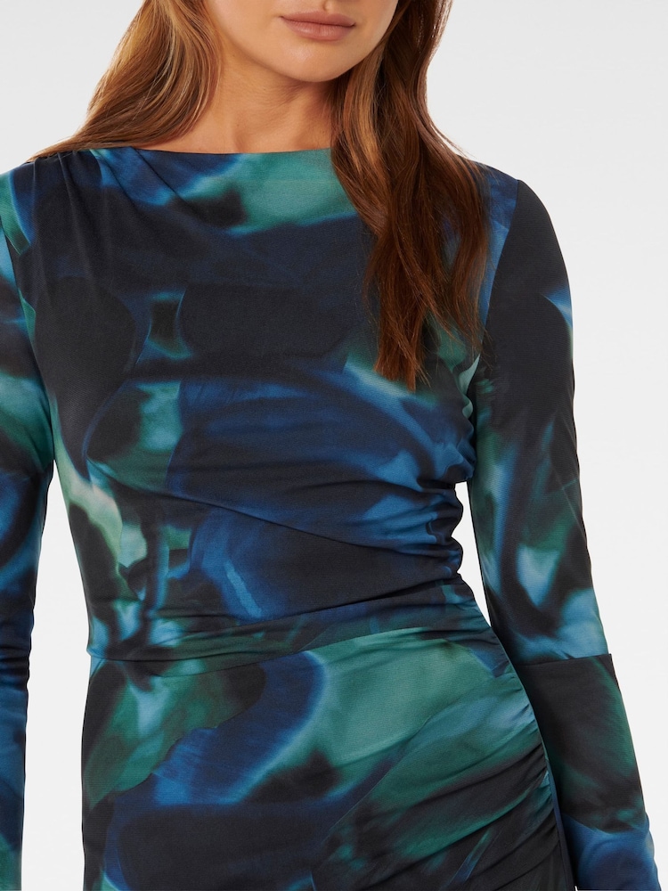 Forever New Blue Loretta Ruched Jersey Midi Dress - Image 3 of 3