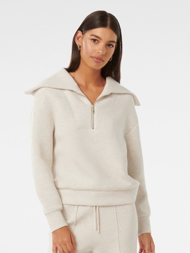 Forever New White Tiana Loungewear Zip Front Sweatshirt - Image 1 of 4