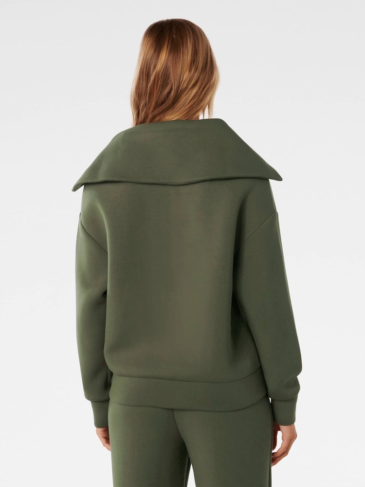 Forever New Green Tiana Loungewear Zip Front Sweatshirt - Image 2 of 4