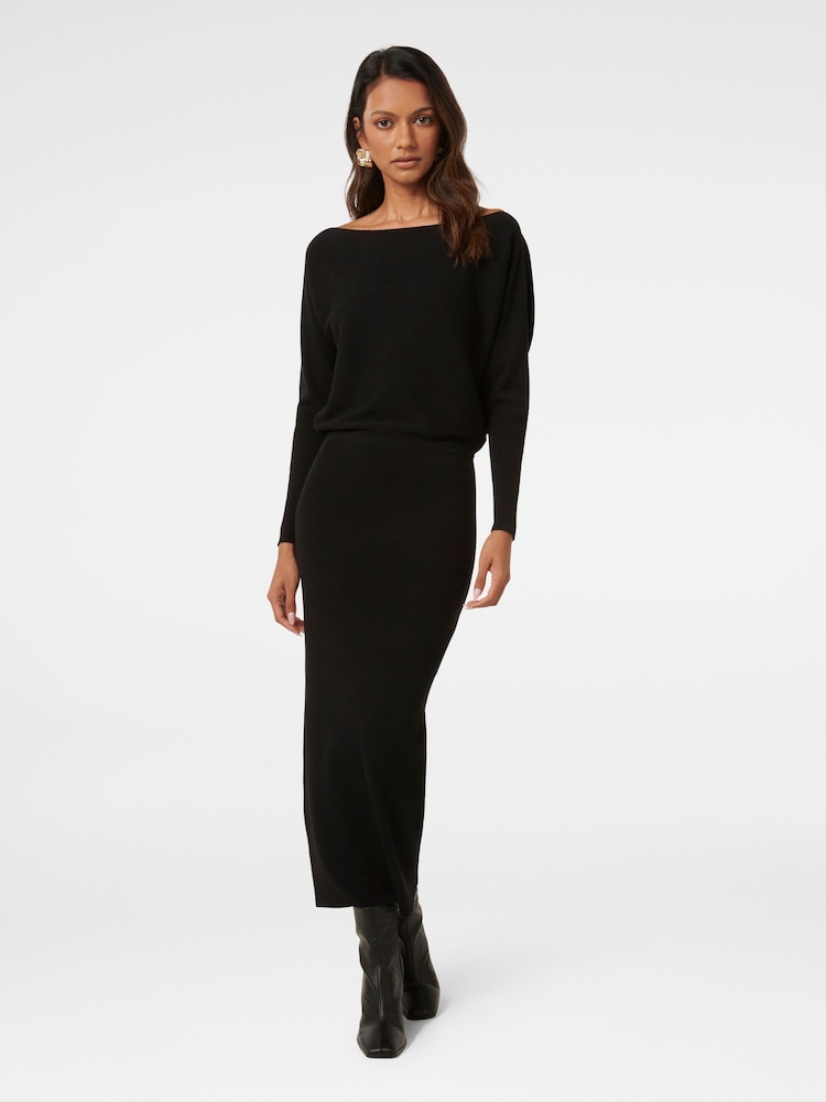 Forever New Black Ciara Petite Tipped Midi Dress - Image 1 of 3