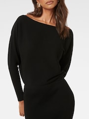 Forever New Black Ciara Petite Tipped Midi Dress - Image 3 of 3