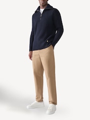 Armor Lux Navy Blue Quarter Zip Fisherman Knit Jumper - Image 3 of 9