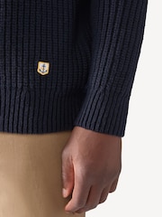 Armor Lux Navy Blue Quarter Zip Fisherman Knit Jumper - Image 4 of 9