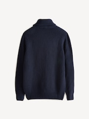Armor Lux Navy Blue Quarter Zip Fisherman Knit Jumper - Image 6 of 9