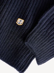 Armor Lux Navy Blue Quarter Zip Fisherman Knit Jumper - Image 8 of 9